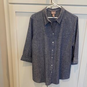Chico's Denim Blue Casual Button-Down Shirt